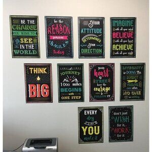 New Black Chalkboard Motivational Wall Decor Posters | Set of 10 Inspirational